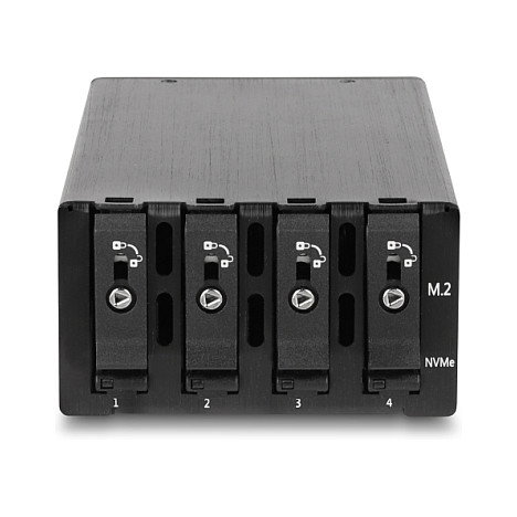 DeLOCK Estante móvil de bahía delgada para 4 x M.2 NVMe con Slim SAS SFF-8654