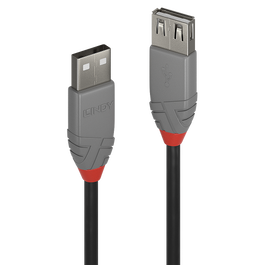 LINDY Cable de extensión USB 2.0 Tipo A de 3 m Anthra Line
