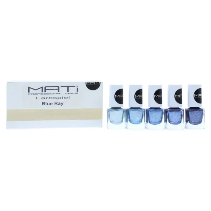 Mati Conjunto de 5 Esmaltes de Uñas con Blue Ray, 5 ml cada uno Mati Conjunto de 5 Esmaltes de Uñas con Blue Ray, 5 ml cada uno