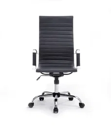 Equip Silla de Oficina 651001, Negro, Asiento y Respaldo Acolchado en Imitación Piel, Diseño Ergonómico con Ruedas y Respaldo Alto, Ajuste de Altura 110-120 cm