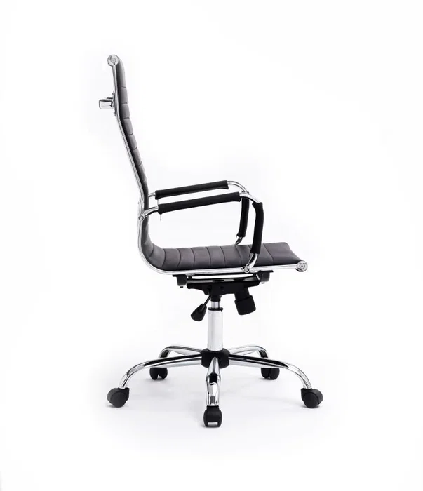 Equip Silla de Oficina 651001, Negro, Asiento y Respaldo Acolchado en Imitación Piel, Diseño Ergonómico con Ruedas y Respaldo Alto, Ajuste de Altura 110-120 cm