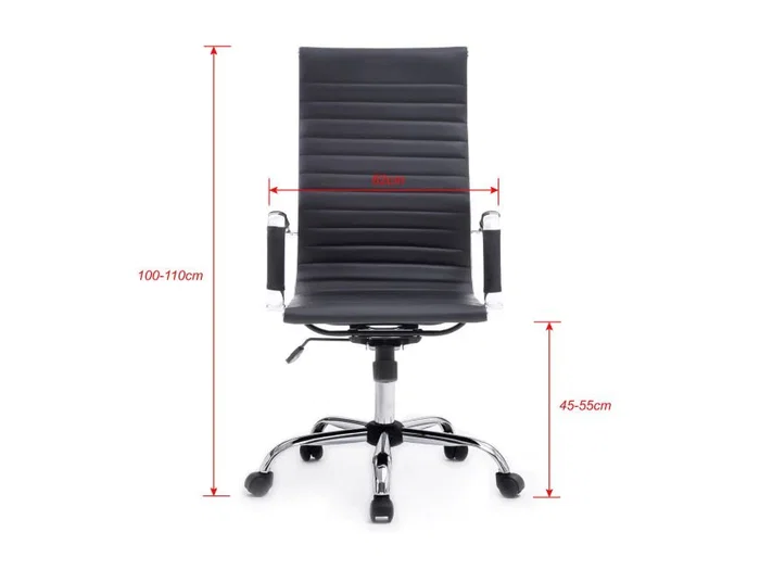 Equip Silla de Oficina 651001, Negro, Asiento y Respaldo Acolchado en Imitación Piel, Diseño Ergonómico con Ruedas y Respaldo Alto, Ajuste de Altura 110-120 cm
