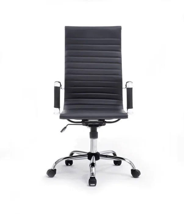Equip Silla de Oficina 651001, Negro, Asiento y Respaldo Acolchado en Imitación Piel, Diseño Ergonómico con Ruedas y Respaldo Alto, Ajuste de Altura 110-120 cm
