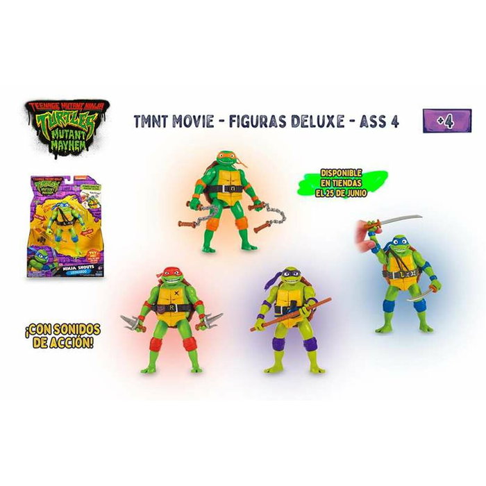 Famosa Figura Tortugas Ninja Deluxe Articulada con Sonidos y Accesorios 15cm Modelos Surtidos