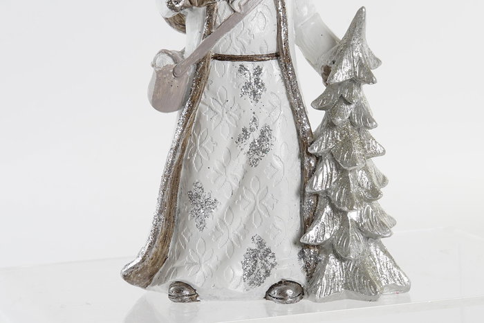 DKD Home Decor Figura Navidad Moderna Blanco Plateado Resina Santa 8 x 19.5 x 12.5 cm