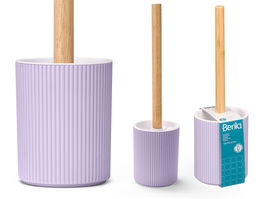 Berilo Escobillero Rayas Bambú Lila Plástico y Bambú 10 x 35.5 x 10 cm (Set de 12)