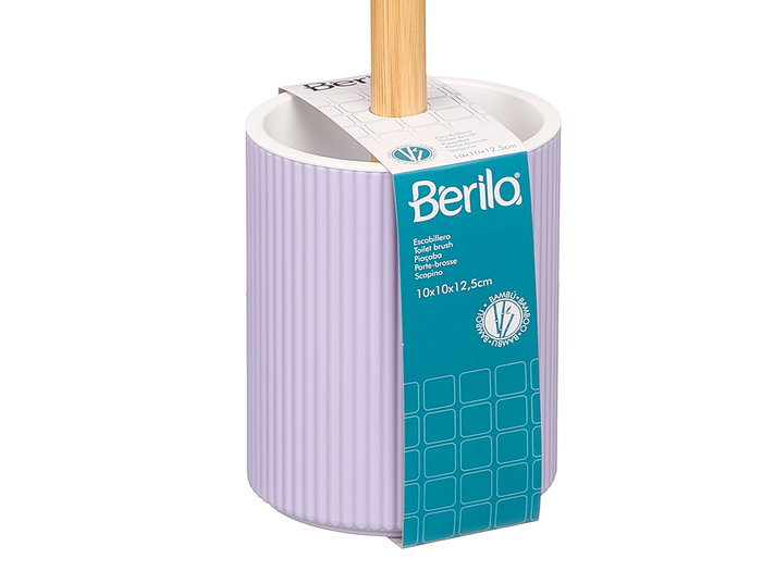 Berilo Escobillero Rayas Bambú Lila Plástico y Bambú 10 x 35.5 x 10 cm (Set de 12)