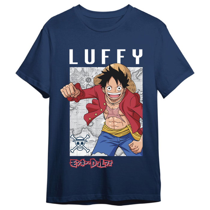 TOEI ANIMATION Camiseta One Piece adulto, Monkey D. Luffy Map, 100% Algodón 165gr, Talla L TOEI ANIMATION Camiseta One Piece adulto, Monkey D. Luffy Map, 100% Algodón 165gr, Talla L