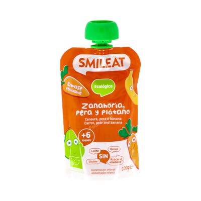 Smileat Pouch Pera Zanahoria Plátano 100 G Eco Smileat Pouch Pera Zanahoria Plátano 100 G Eco