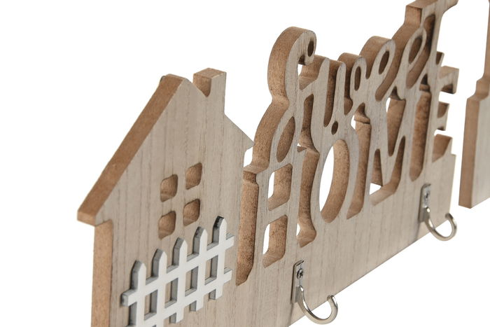 DKD Home Decor Guardallaves Blanco Marron MDF Metal 30 x 13 x 0.8 cm (6 Unidades)