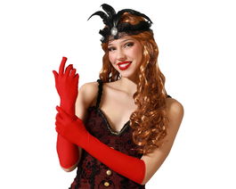 Guantes Rojos 42 cm Para Disfraz Carnaval Cabaret