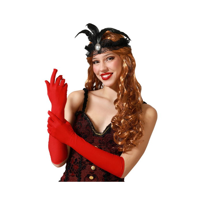 Atosa Guantes largos de Carnaval rojos, 42 cm