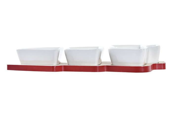 DKD Home Decor Set de Aperitivo 4 Piezas de Gres y Bambú Árbol Rojo DKD Home Decor Set de Aperitivo 4 Piezas de Gres y Bambú Árbol Rojo