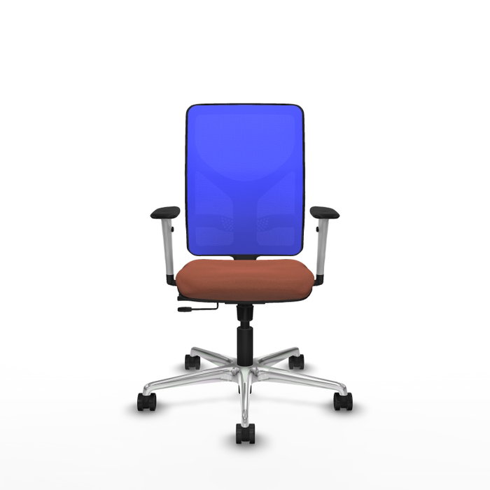 PIQUERAS Y CRESPO Silla de oficina Motilla con mecanismo Sincro/Traslack, Tela Marrón y Malla Azul