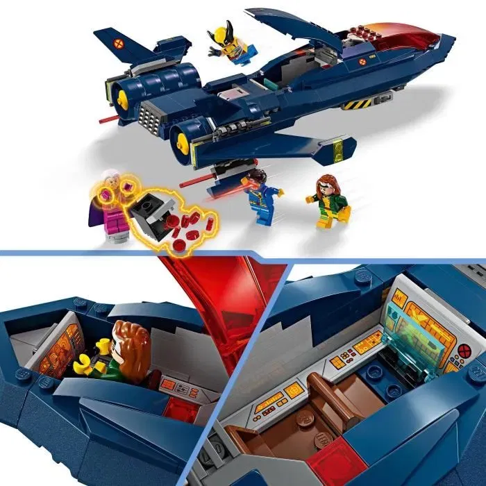 Lego 76281 Marvel The X-Men's X-Jet, Avión de Juguete con Minifiguras de Superhéroe Wolverine