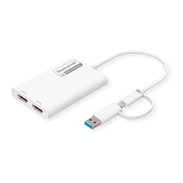 ROLINE Adaptador USB Multi-DisplayLink 12.03.3206, USB-A y USB-C a 2x HDMI, 4K Ultra HD 3840x2160 a 60Hz para Doble Monitor