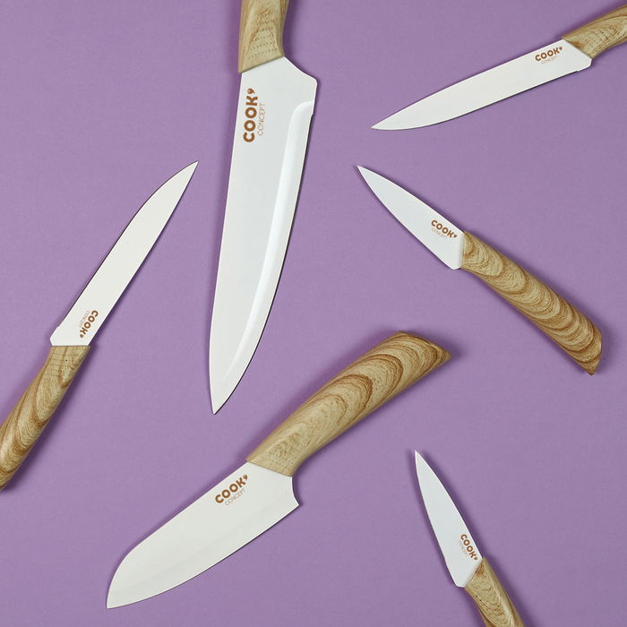 Cook Concept Cuchillo Hoja 7,5 cm Acero Inoxidable Antiadherente Mango Ergonómico Efecto Madera