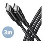 Axagon BUCM-CM30AB Cable USB-C a USB-C 2.0 de 3 m, PD 60W, 3A, trenzado - negro