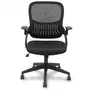 Piqueras y Crespo Silla de Oficina Opti544 544BNM8403D840RN - Silla Operativa con Respaldo de Malla, Brazos Abatibles y Base Piramidal, Negro