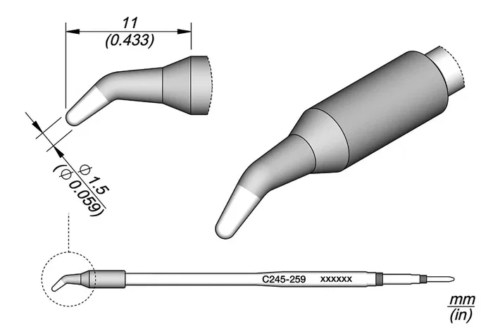 JBC TOOLS Pico cono acodado 1,5mm
