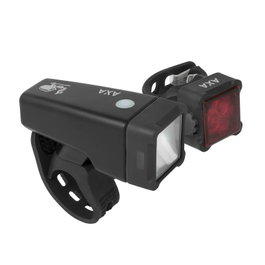 AXA Niteline T4-R Set Luz Delantera y Trasera Recargable USB LED 6h Autonomía 2000m Visibilidad