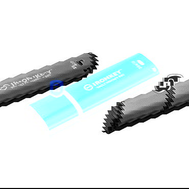 Kingston IronKey Vault Privacy 50C 256GB USB-C 3.2 Gen 1 Llavero Seguro AES-256 FIPS 197 Resistente al Agua IPX8 Negro y Azul