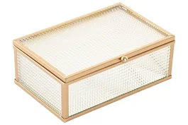 DKD Home Decor Joyero de Cristal y Metal Dorado 15x11x5,5 cm