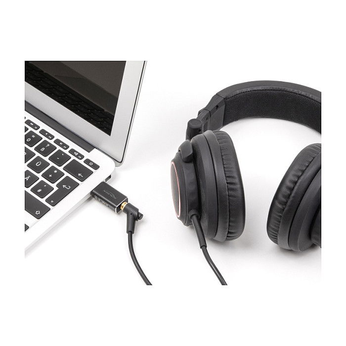 DeLOCK 68001 DAC USB Gaming de Audio de Alta Resolución 24 Bit/96 kHz, USB Tipo-A a 3.5 mm, Negro