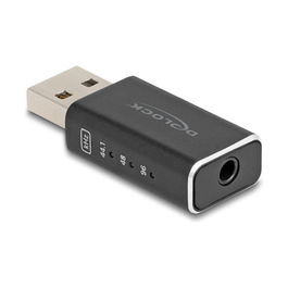 DeLOCK 68001 DAC USB Gaming de Audio de Alta Resolución 24 Bit/96 kHz, USB Tipo-A a 3.5 mm, Negro