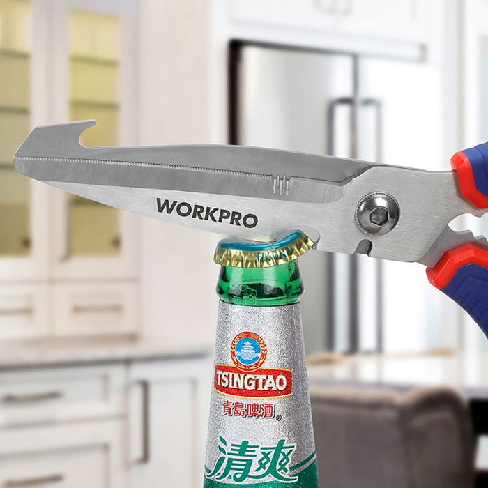 Workpro Tijeras multifunción 250 mm de acero inoxidable para bricolaje y cocina, corte multipropósito, agarre cómodo