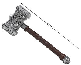 Atosa Maza de Guerra Vikinga de 50 cm con Cabezal Plateado y Mango de Madera Simulado