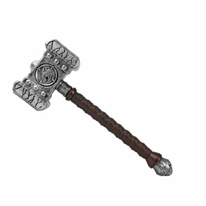 Atosa Maza de Guerra Vikinga de 50 cm con Cabezal Plateado y Mango de Madera Simulado Atosa Maza de Guerra Vikinga de 50 cm con Cabezal Plateado y Mango de Madera Simulado