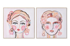 DKD Home Decor Cuadro Lienzo Cara Abstracto Surtido de 6 Piezas
