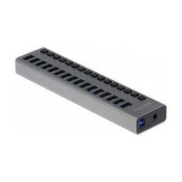 DeLOCK Concentrador USB 5 Gbps de 16 puertos con interruptores Gris