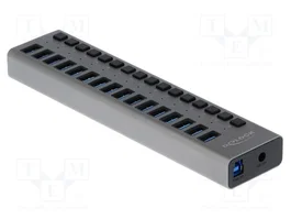 DeLOCK Concentrador USB 5 Gbps con 16 puertos y conmutador, Gris