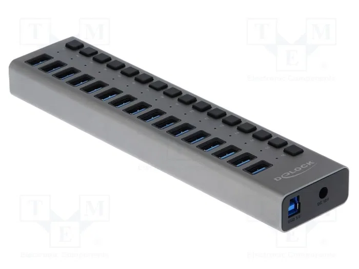 DeLOCK Concentrador USB 5 Gbps con 16 puertos y conmutador, Gris DeLOCK Concentrador USB 5 Gbps con 16 puertos y conmutador, Gris