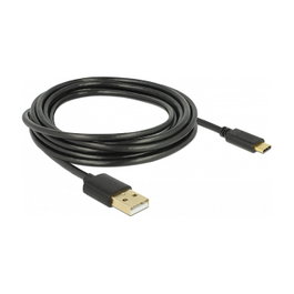 DeLOCK Cable USB 2.0 USB-A a USB-C Macho-Macho 3m Negro 480 Mbit/s (Modelo 85209)