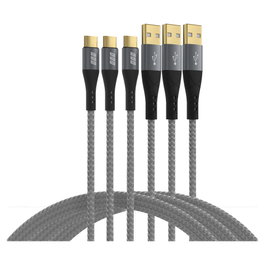 EFB Elektronik Set de 3 Cables USB-A a USB-C 60W QC 3A 2m