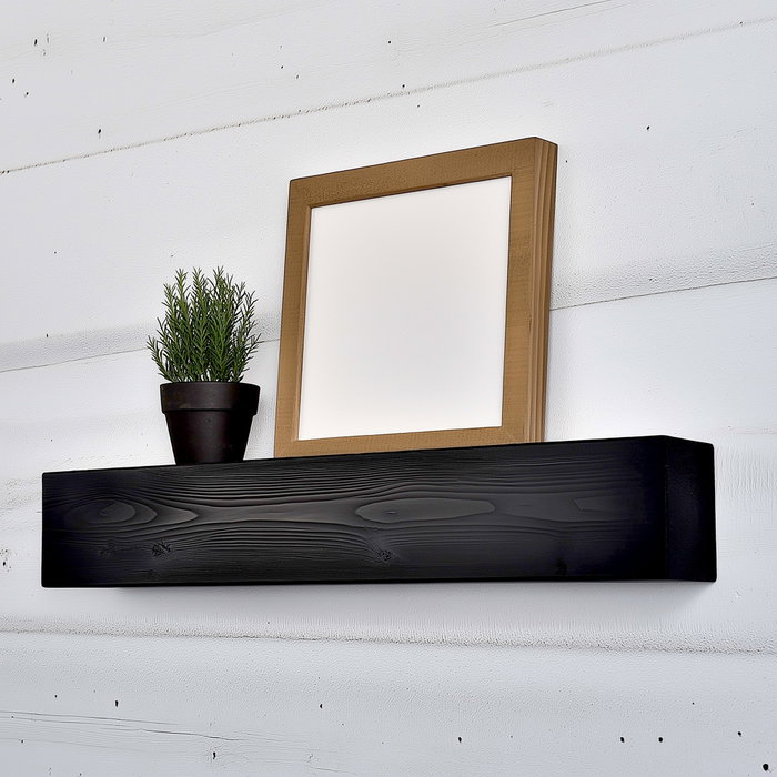 Hanah Home Raf286 Estantería de Pared de Madera Maciza Decorativa Negra 60x13x11 cm