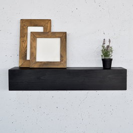 Hanah Home Raf286 Estantería de Pared de Madera Maciza Decorativa Negra 60x13x11 cm