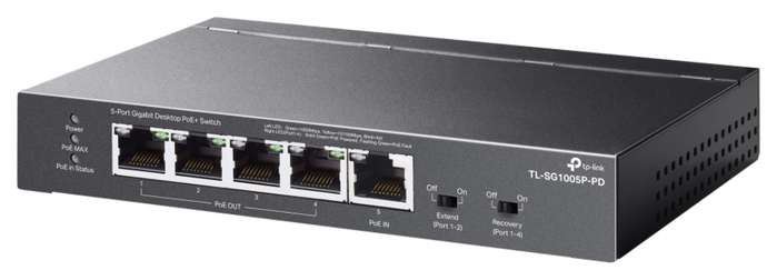 TP-Link TL-SG1005P-PD Switch Gigabit de 5 Puertos con 1 Puerto PoE++ de Entrada y 4 Puertos PoE+ de Salida