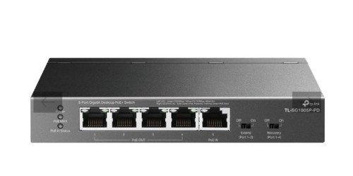 TP-Link TL-SG1005P-PD Switch Gigabit 5 Puertos con 1 Puerto PoE++ de Entrada y 4 Puertos PoE+ de Salida, Negro TP-Link TL-SG1005P-PD Switch Gigabit 5 Puertos con 1 Puerto PoE++ de Entrada y 4 Puertos PoE+ de Salida, Negro