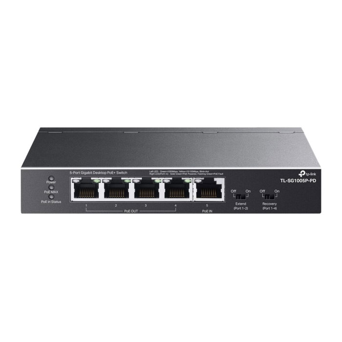 TP-Link TL-SG1005P-PD Switch Gigabit 5 Puertos con 1 Puerto PoE++ de Entrada y 4 Puertos PoE+ de Salida, Negro TP-Link TL-SG1005P-PD Switch Gigabit 5 Puertos con 1 Puerto PoE++ de Entrada y 4 Puertos PoE+ de Salida, Negro