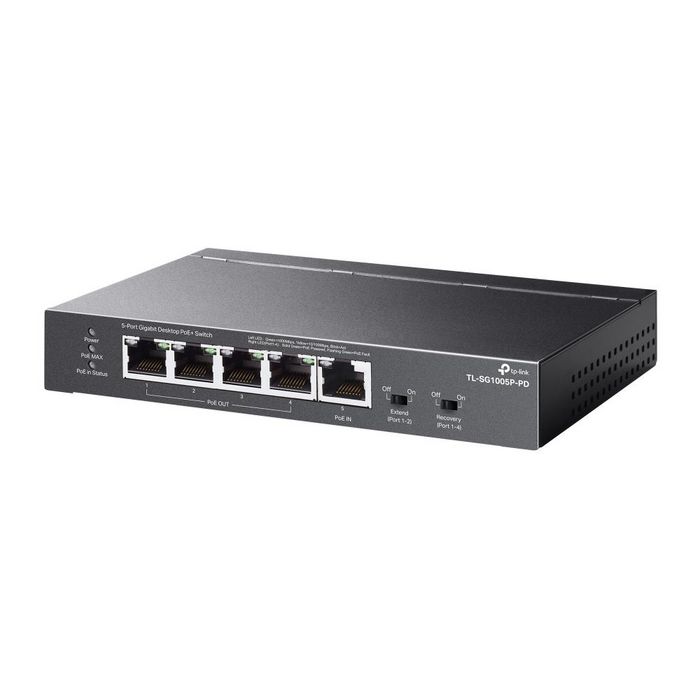 TP-Link TL-SG1005P-PD Switch Gigabit 5 Puertos con 1 Puerto PoE++ de Entrada y 4 Puertos PoE+ de Salida, Negro TP-Link TL-SG1005P-PD Switch Gigabit 5 Puertos con 1 Puerto PoE++ de Entrada y 4 Puertos PoE+ de Salida, Negro