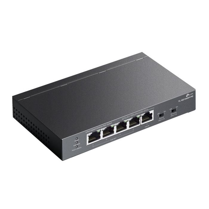 TP-Link TL-SG1005P-PD Switch Gigabit 5 Puertos con 1 Puerto PoE++ de Entrada y 4 Puertos PoE+ de Salida, Negro TP-Link TL-SG1005P-PD Switch Gigabit 5 Puertos con 1 Puerto PoE++ de Entrada y 4 Puertos PoE+ de Salida, Negro