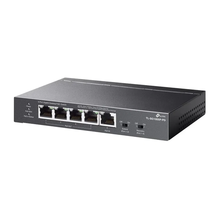 TP-Link TL-SG1005P-PD Switch Gigabit de 5 Puertos con 1 Puerto PoE++ de Entrada y 4 Puertos PoE+ de Salida, Negro
