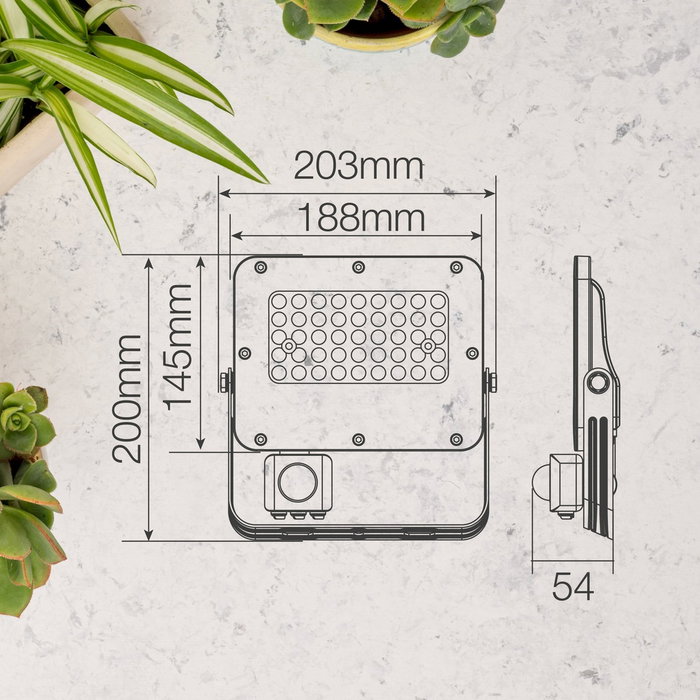 GSC Evolution Proyector LED Belinta 50W 6500K Negro con Sensor PIR