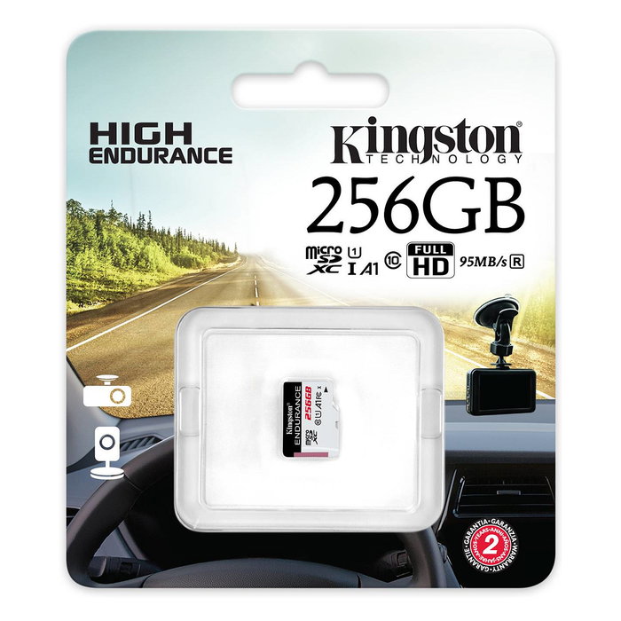 Kingston SDCE/256GB MicroSDXC de 256GB Clase 10 UHS-I U1 A1 Alta Resistencia 95MB/s Lectura 45MB/s Escritura Tarjeta de Memoria Retail