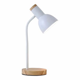 Edm Lámpara de escritorio madera natural y acero blanco