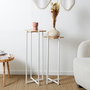 Home Deco Factory Juego 2 Pedestales Loka Blanco Metálicos Decorativos para Plantas y Objetos 82cm y 72cm